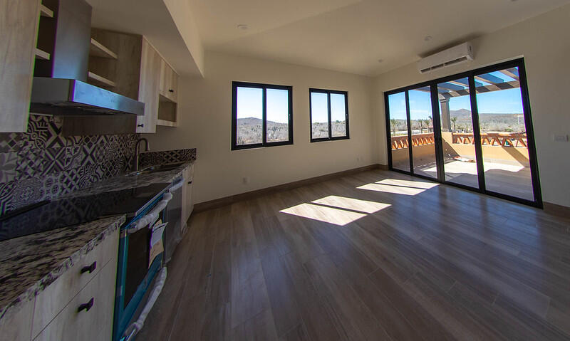 Quivira Mavila Modern 1-bedroom 1.5-bath condo located in the gated community of Mavila Pueblito within Quivira Los Cabos. This unit features an open-concept living area filled with natural light, a private terrace with garden for sale